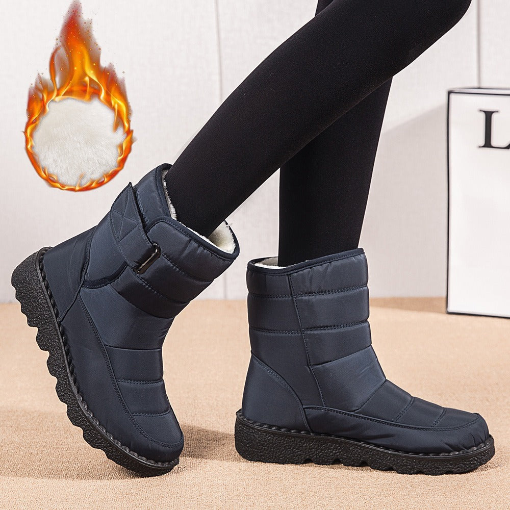 High Top Waterproof Plush Cotton Boots - runwayfashionista.com