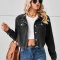 Button Up Long Sleeve Denim Jacket - runwayfashionista.com