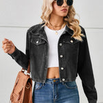 Button Up Long Sleeve Denim Jacket - runwayfashionista.com