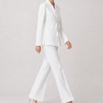 Knot Detail Blazer and Trouser Suit - white