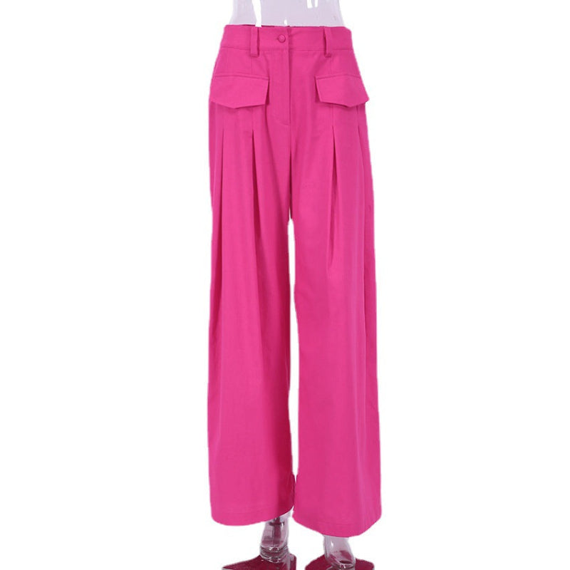 The Power Move: Rose Red Cotton-Linen Wide Leg Pants