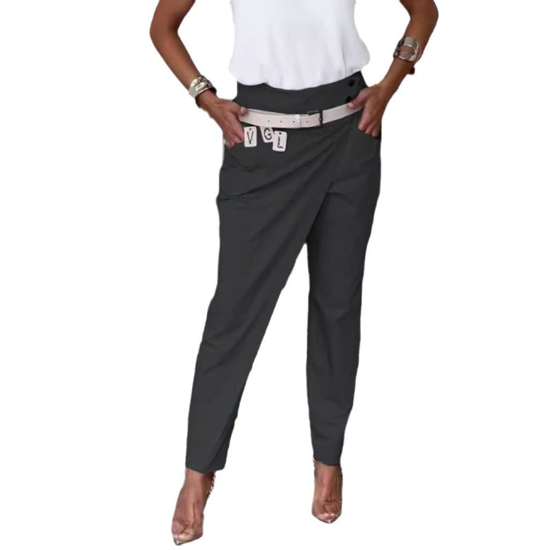 Effortless Elegance: The Casual Irregular Fit Slimming Pants - black