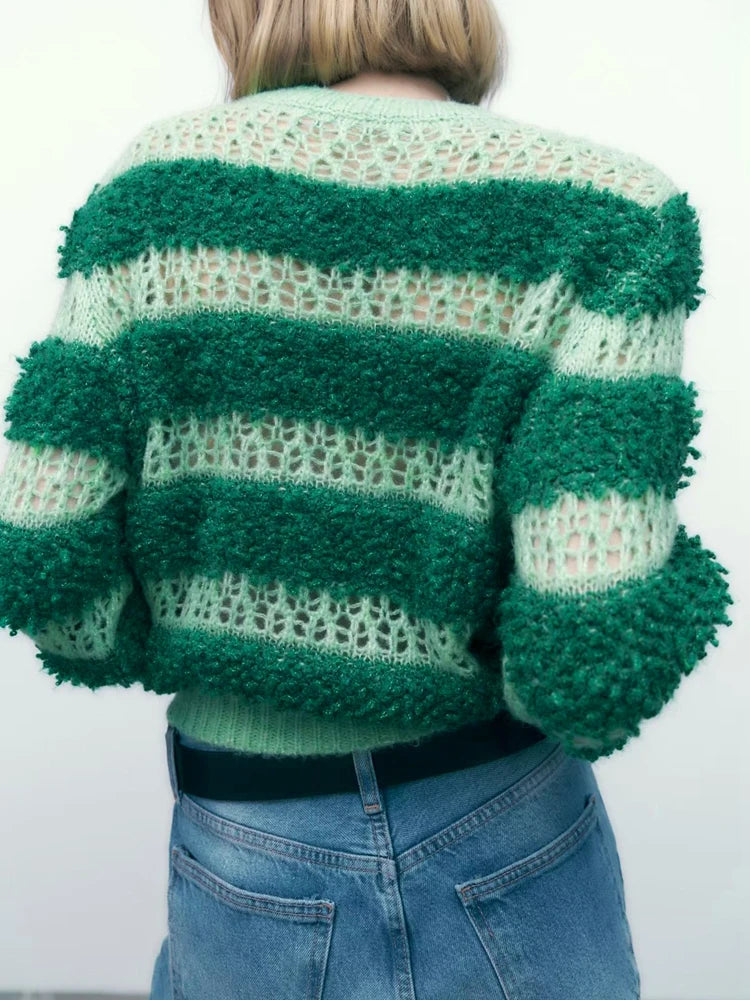 Hit Color Knitting Cardigan - runwayfashionista.com