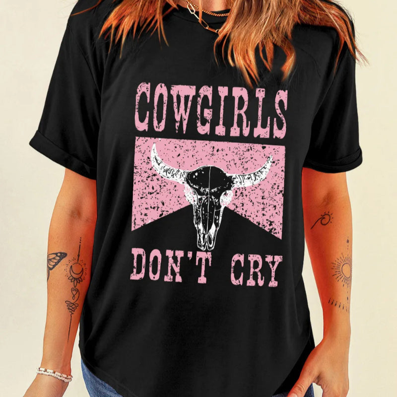 Graphic Round Neck Short Sleeve T-Shirt - runwayfashionista.com