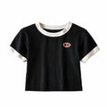 High Round Neck Leaky Umbilical T Shirt Spicy Girl Top - runwayfashionista.com