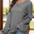 Dropped shoulder long sleeve top - runwayfashionista.com