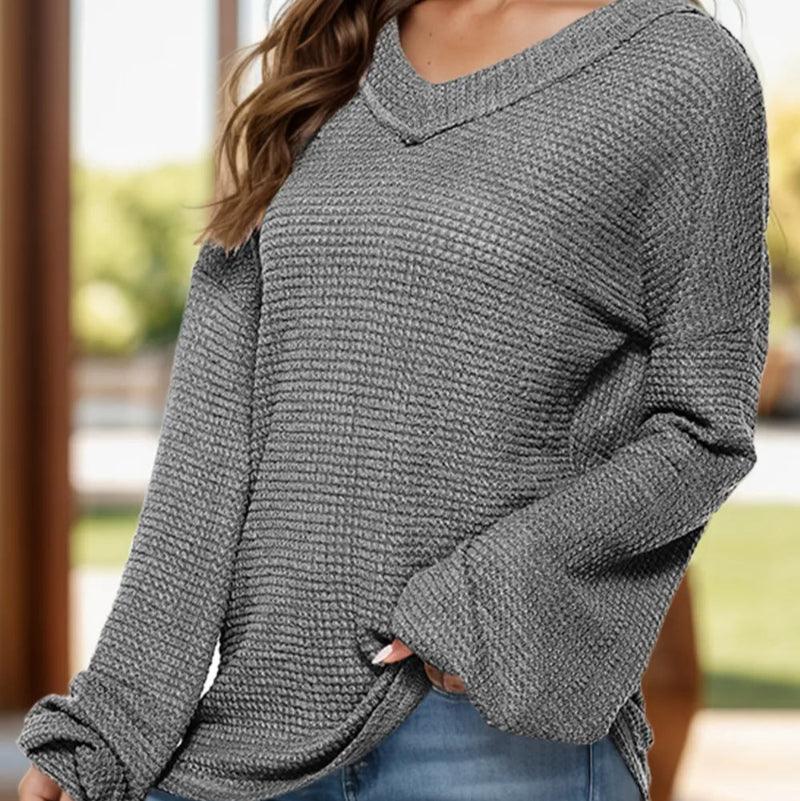 Dropped shoulder long sleeve top - runwayfashionista.com