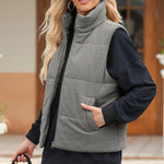 Pocketed Zip Up Turtleneck Vest Coat -runwayfashionista.com