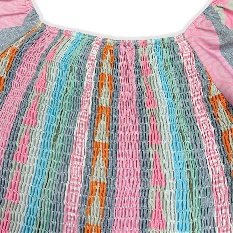 Ruffled Striped Long Sleeve Dress - runwayfashionista.com