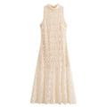 High Neck Retro Laced Flared Dress