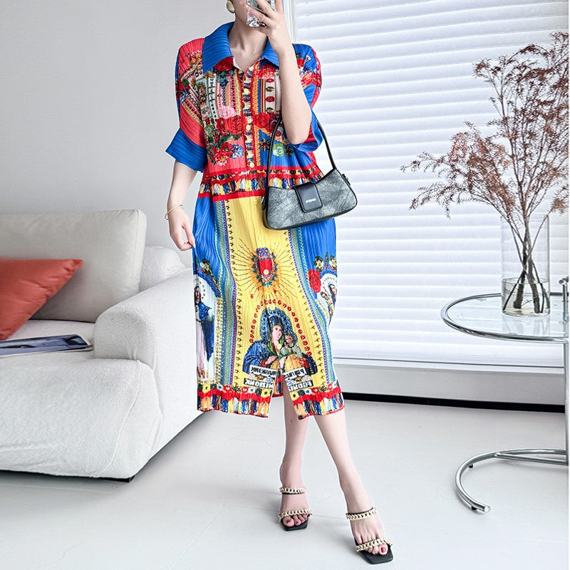 Bold & Beautiful: New Pleated Midi Dress - Royal Blue