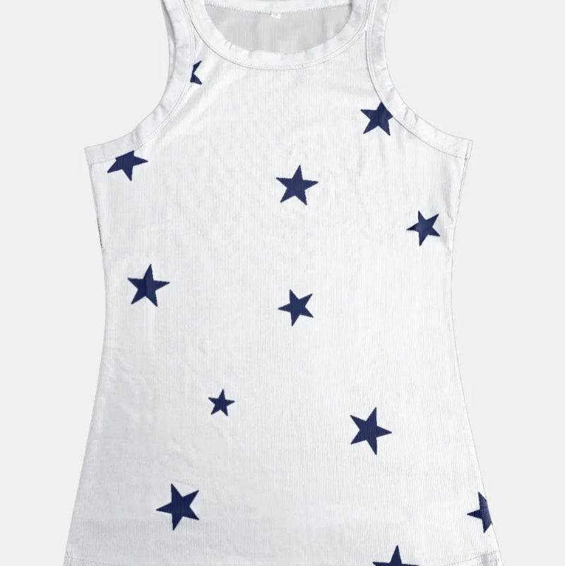 Star Round Neck Tank - runwayfashionistta.com