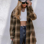 Plaid Button Up Long Sleeve Shacket - runwayfashionista.com