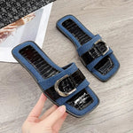 Buckle Trim Open Toe Flat Sandals - Elegant & Comfortable - runwayfashionista.com
