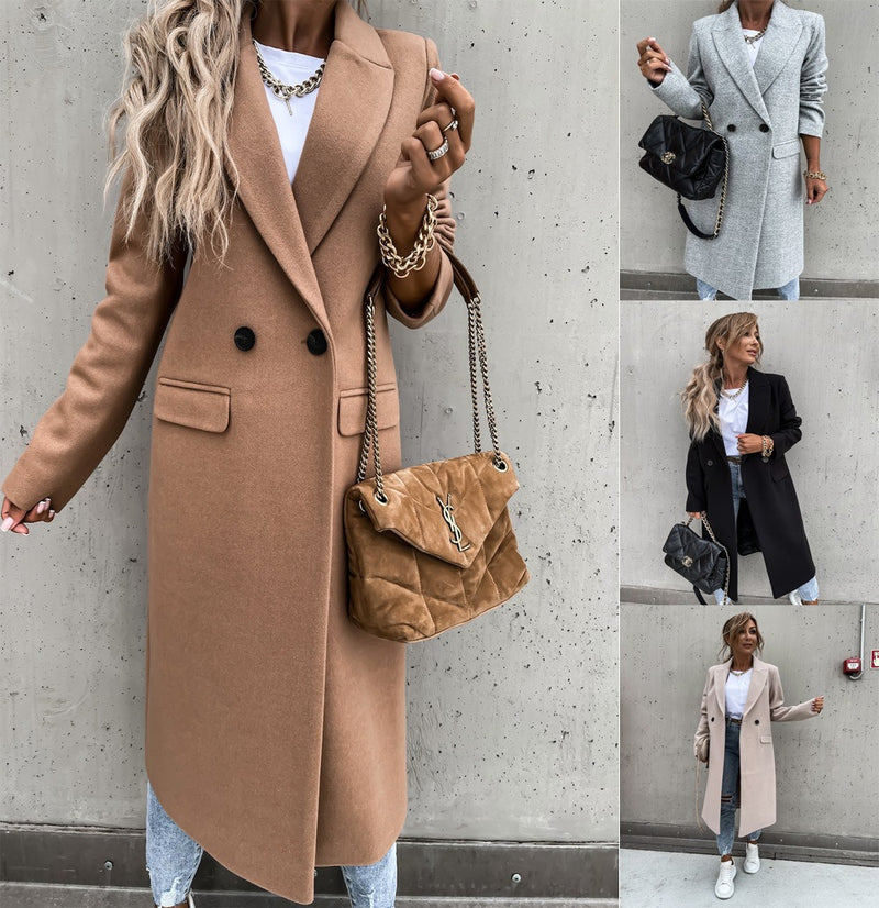 Medium Length Button Down Woollen Coat - runwayfashionista.com