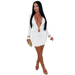 Deep V-Neck Bodycon Mini Dress: The Essential Silhouette - white