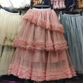 Multi-layer Fungus Edge Stitching Mesh Skirts - runwayfashionista.com
