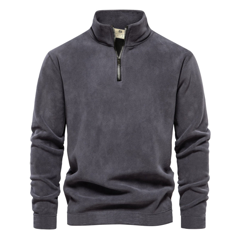 Simple Casual Stand Collar Pullover Sweater - grey