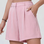 Pleated High-Waist Tailored Shorts - pink