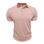 Honeycomb-Texture Contrast Collar Loose-Fit Moisture-Wicking Short-Sleeve Polo Shirt