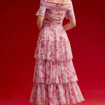 Floral Off-the-Shoulder Tiered Maxi Dress