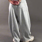 Light Grey Heavyweight Cotton Blend 3D Wide-Leg Sweatpants