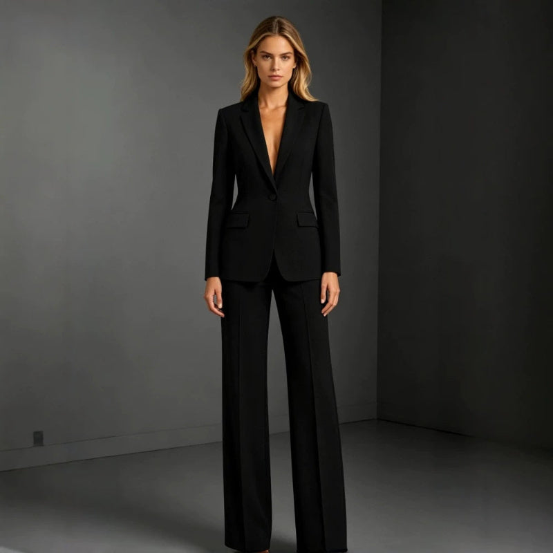 Slim Fit Blazer and Dress Pants Two Piece Office Suit - white