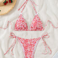 Floral Triangle Cup Lace Up Bikini