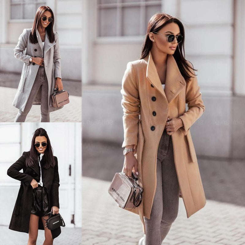 Medium Length Woollen Coat - runwayfashionista.com