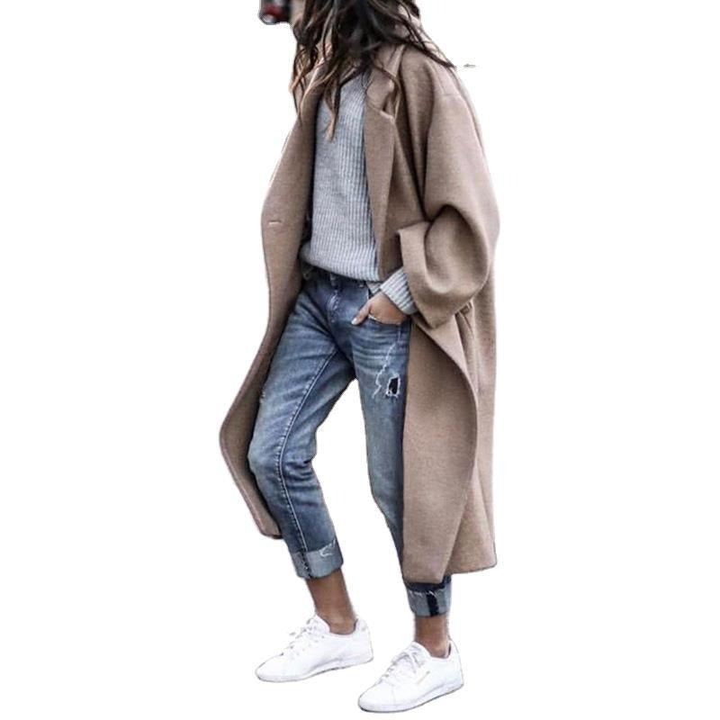 Casual long woollen jacket - runwayfashionista.com