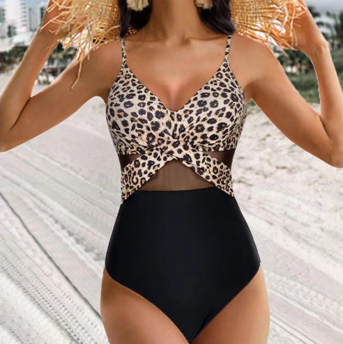 Halter-neck One-piece Cross-strap Design