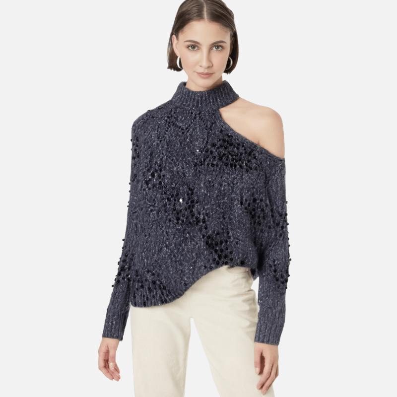 Hollow Bead Knitted Sweater
