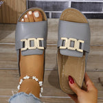 Ins Chain Peep Toe Sandals - grey