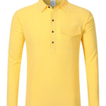 Men's Linen Blend Half-Button Shirt - yellow