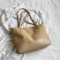 Chic Straw Weave Tote with Leather Straps - runwayfashionistacom