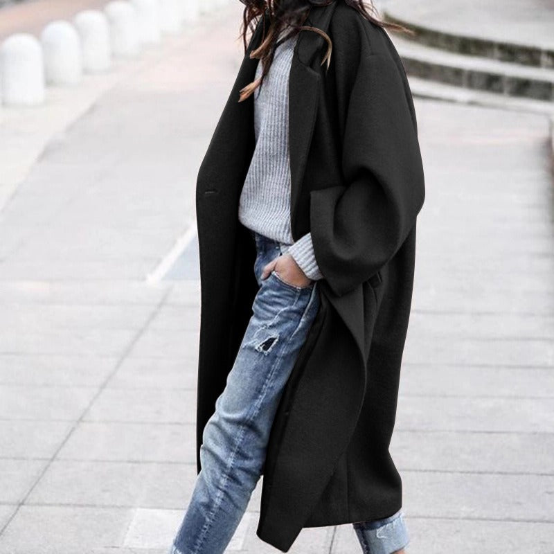 Casual long woollen jacket - runwayfashionista.com