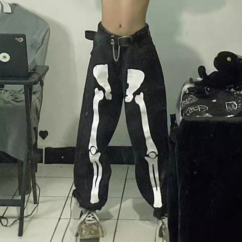 Skeleton Bone Graffiti Jeans