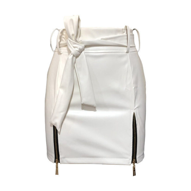 Bandage PU Leather Mini Skirts