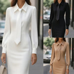 Waist Tie Fit A-Line Midi Dress