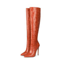 High Heels Round Toe Back Zipper Boots - runwayfashionista.com