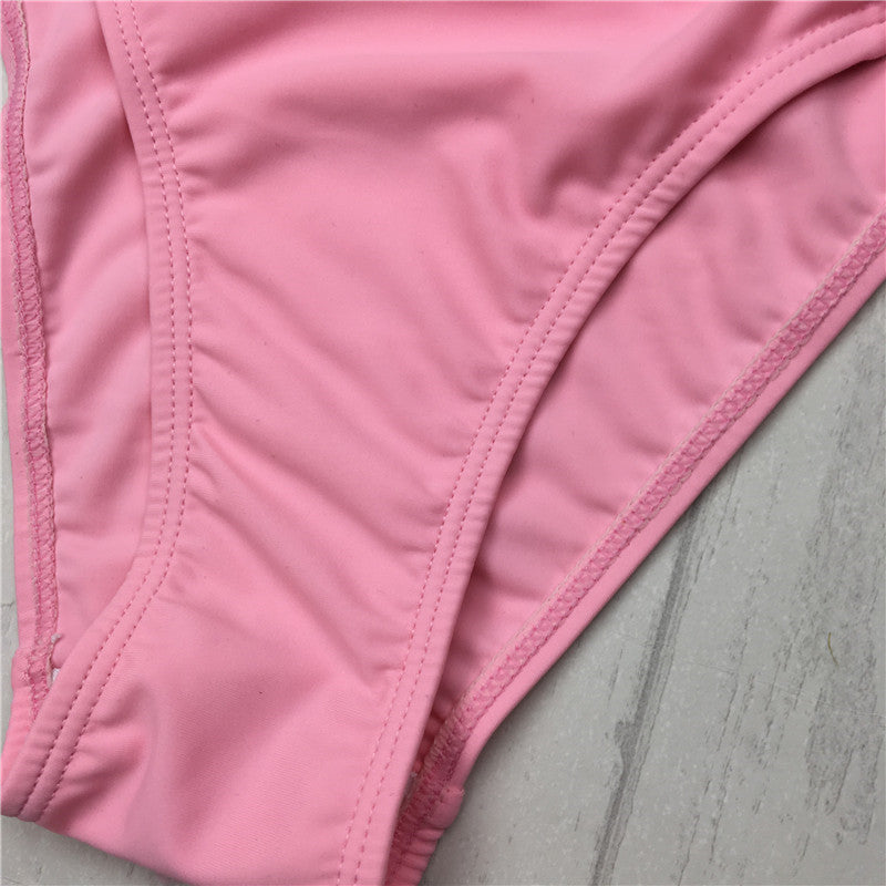 Cross-Strap Halter Bikini Set - pink