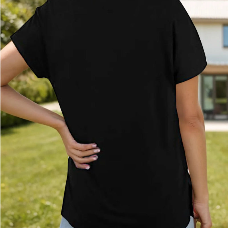 Pocketed Heathered V-Neck Short Sleeve T-Shirt - runwayfashionistacom