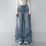 Irregular Rhinestone Jeans