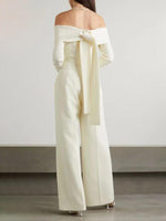 New Goddess Fan One Line Neck Jumpsuit - runwayfashionista.com