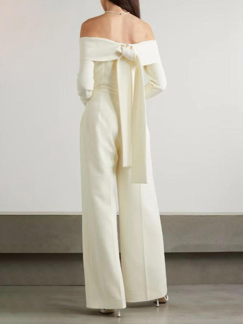 New Goddess Fan One Line Neck Jumpsuit - runwayfashionista.com