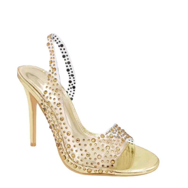 Rhinestone Transparent Pointed Toe Stilettos