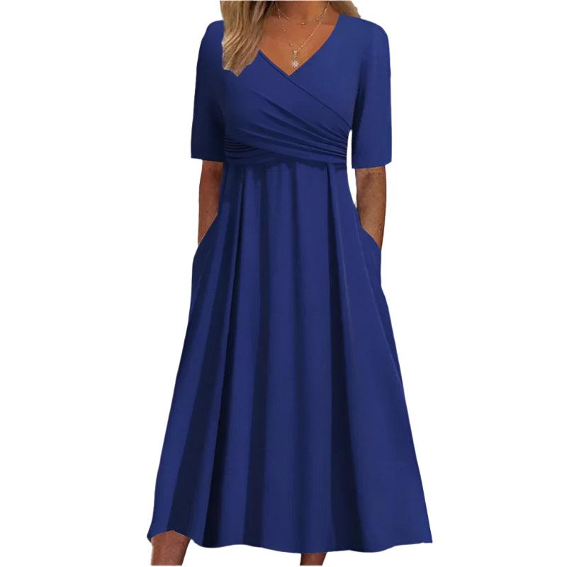 Short sleeved front cross dress - runwayfashionista.com