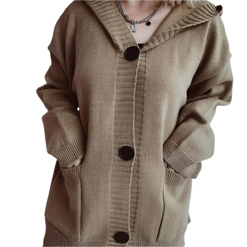 V-neck knitted cardigan - runwayfashionista.com