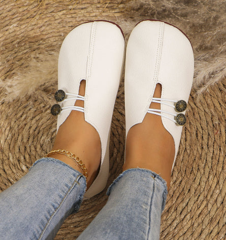 Ins Square Toe Slip-on Flats - white