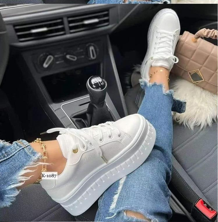 Lace up casual flat sole shoes - runwayfashionista.com